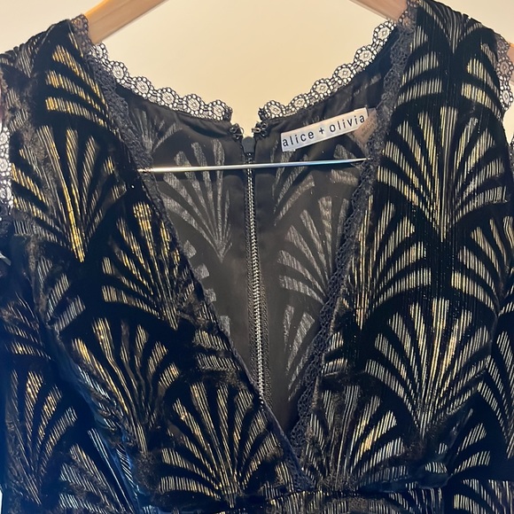 Alice + Olivia Arla Cold Shoulder Velvet Cutout Dress - Picture 10 of 12